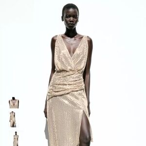 Zara Elegant Beige Backless Dress